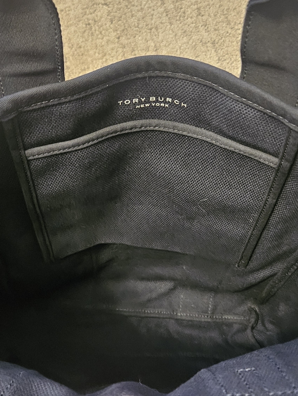 Tory Burch Canvas Midnight Blue Navy Mercer tote - Picture 8 of 11